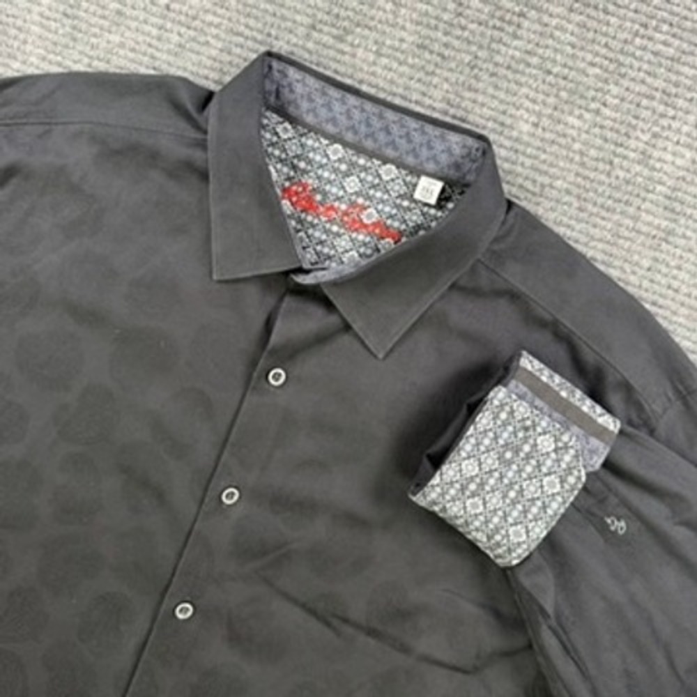 Robert Graham Black Paisley Egyptian Button Down Shirt Mens 3XL Classic Fit XXXL